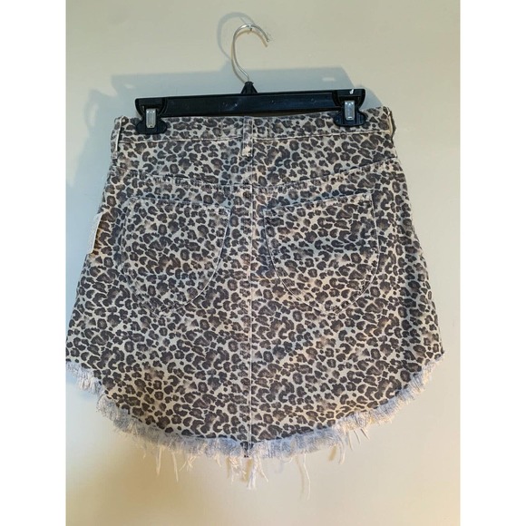 Free People Cotton Cheetah/Leopard Printed Bailey Denim Mini Skirt Size 26 New - Picture 10 of 12